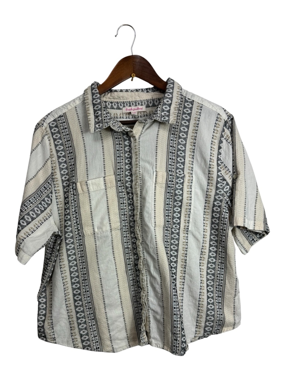 Fresh Produce Casual Short-Sleeve Striped Button-Up Shirt - Cotton XL/XXL